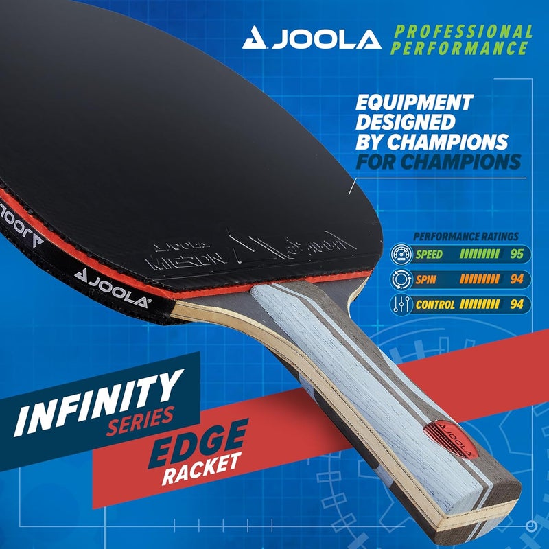 JOOLA Infinity Edge - Tournament Performance Ping Pong Paddle w/ Carbon Pro Technology - Black Rubber on Both Sides - Competition Ready - Table Tennis Racket for Advanced Training - Designed for Speed - Image 1